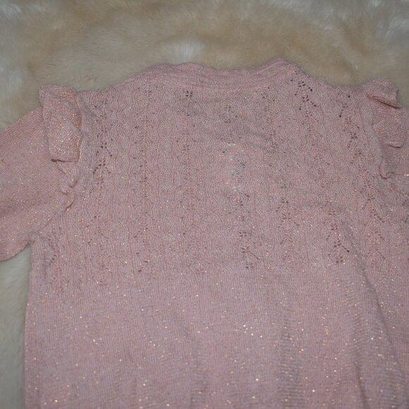 Little Girls Cardigan Sweater Pink  Size 3T Shimmer Ruffled - Picture 4 of 8